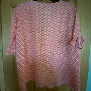 CeCe pink ruffle sleeve v neck blouse XL